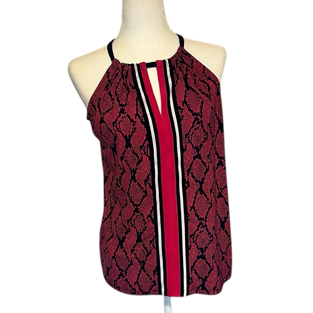 MICHAEL Michael Kors Pink and Blue Patterned Halter Blouse